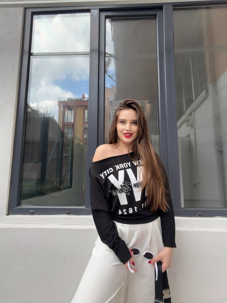 Siyah NY City Baskılı T-Shirt