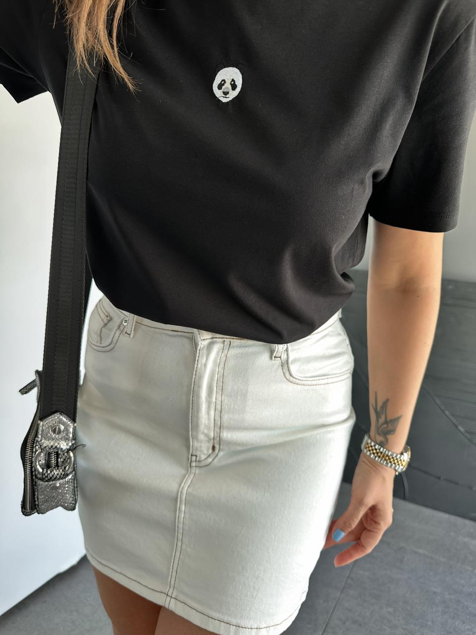 Siyah Panda Figürlü Tshirt