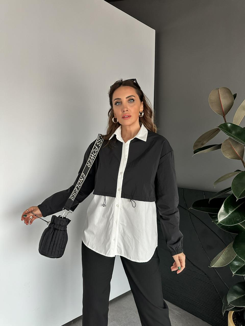 Siyah Paraşüt Parçalı Gömlek