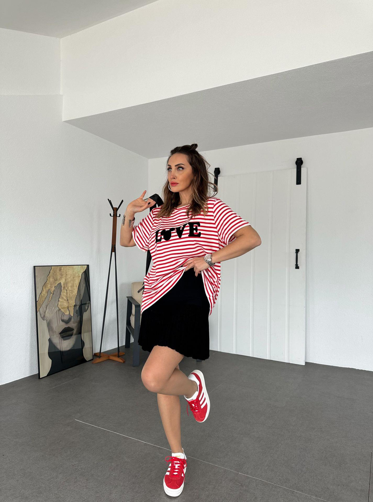 Siyah Pilili Triko Etek