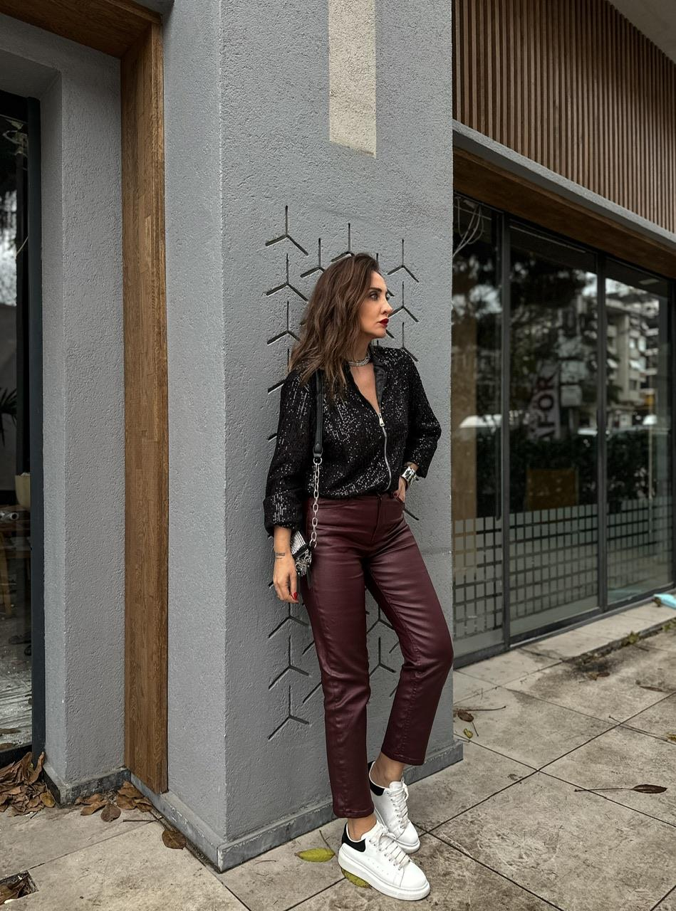 Siyah Pullu Bomber Ceket