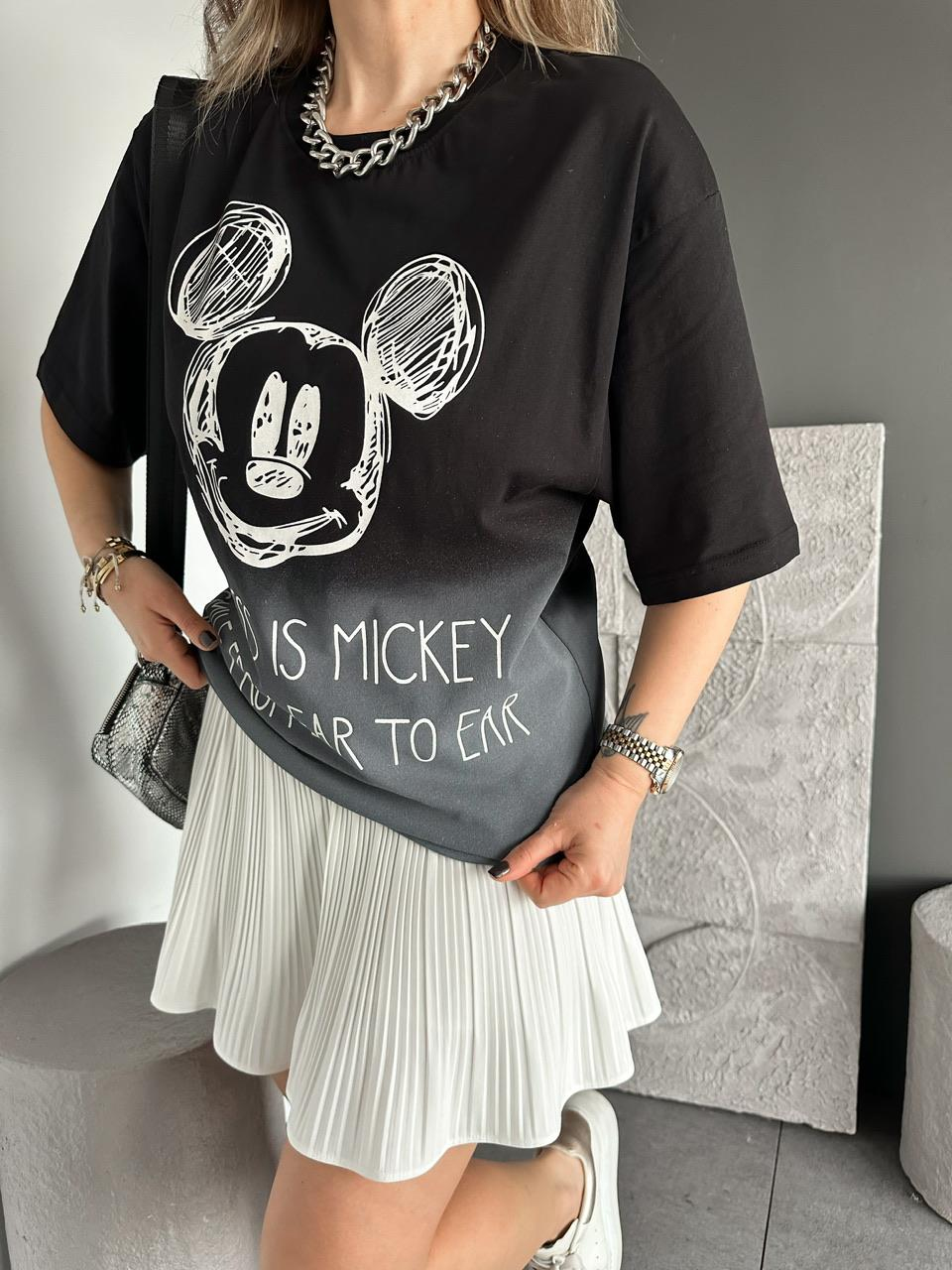 Siyah Renk Geçişli Mickey Tshirt