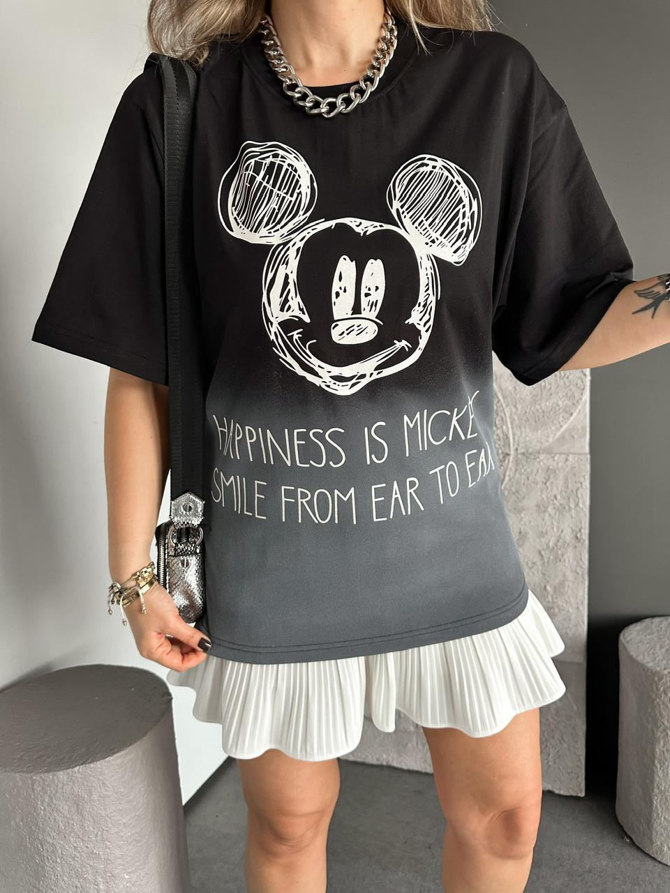 Siyah Renk Geçişli Mickey Tshirt