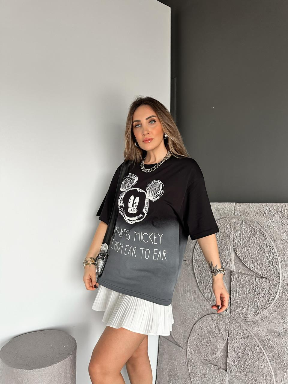 Siyah Renk Geçişli Mickey Tshirt