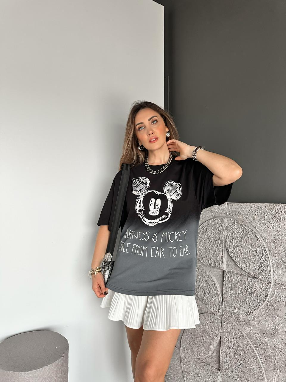 Siyah Renk Geçişli Mickey Tshirt