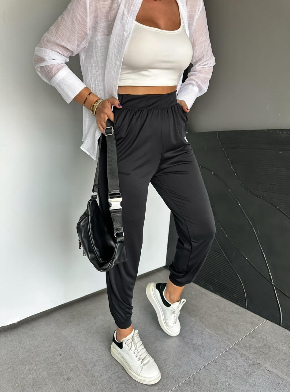 Siyah Şalvar Model Likralı Pantolon