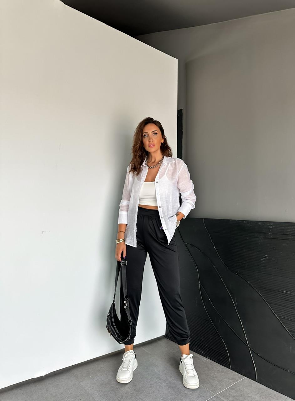 Siyah Şalvar Model Likralı Pantolon