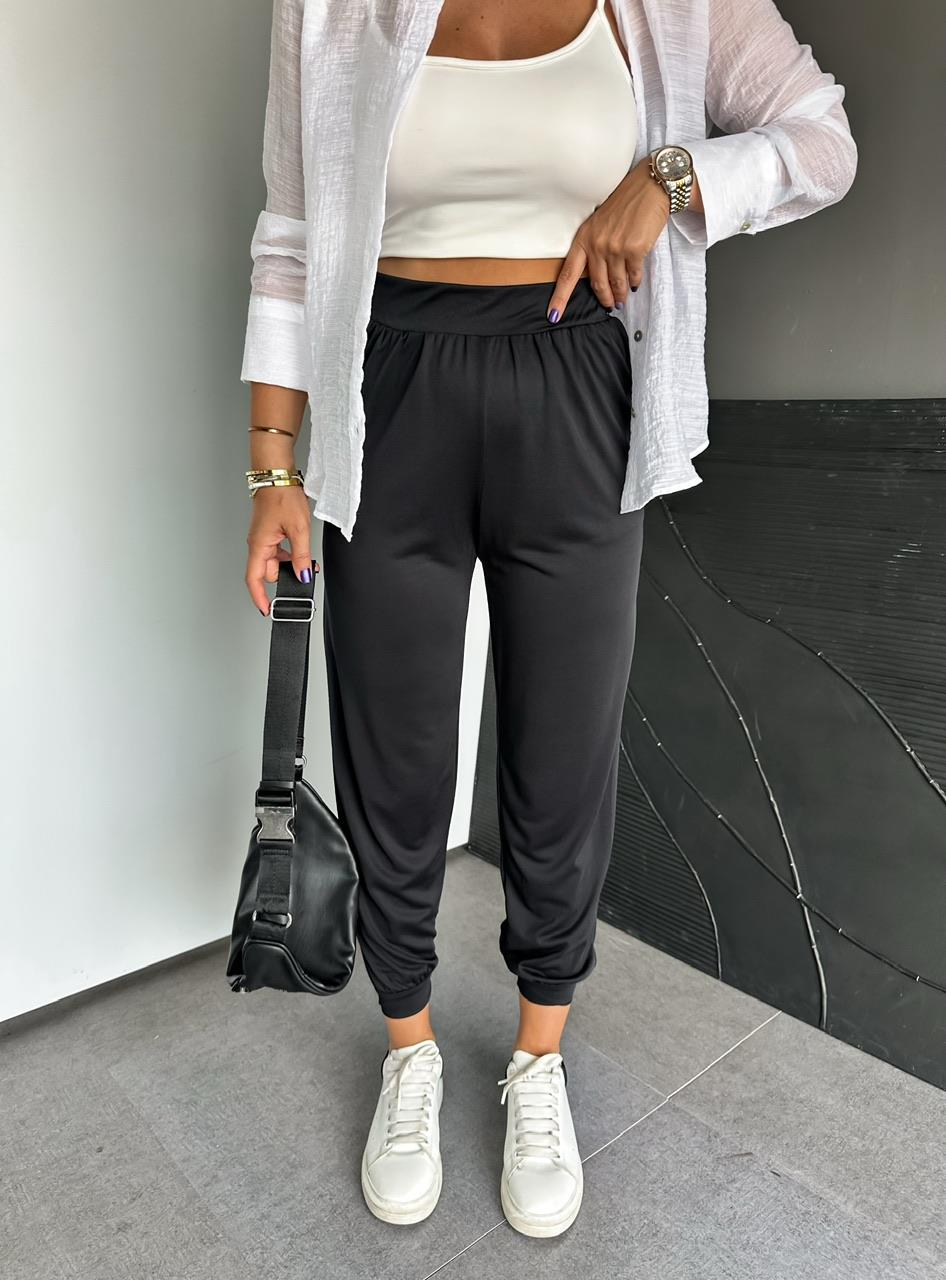 Siyah Şalvar Model Likralı Pantolon