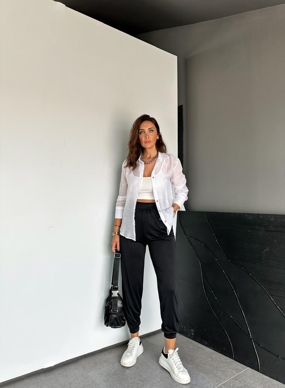 Siyah Şalvar Model Likralı Pantolon