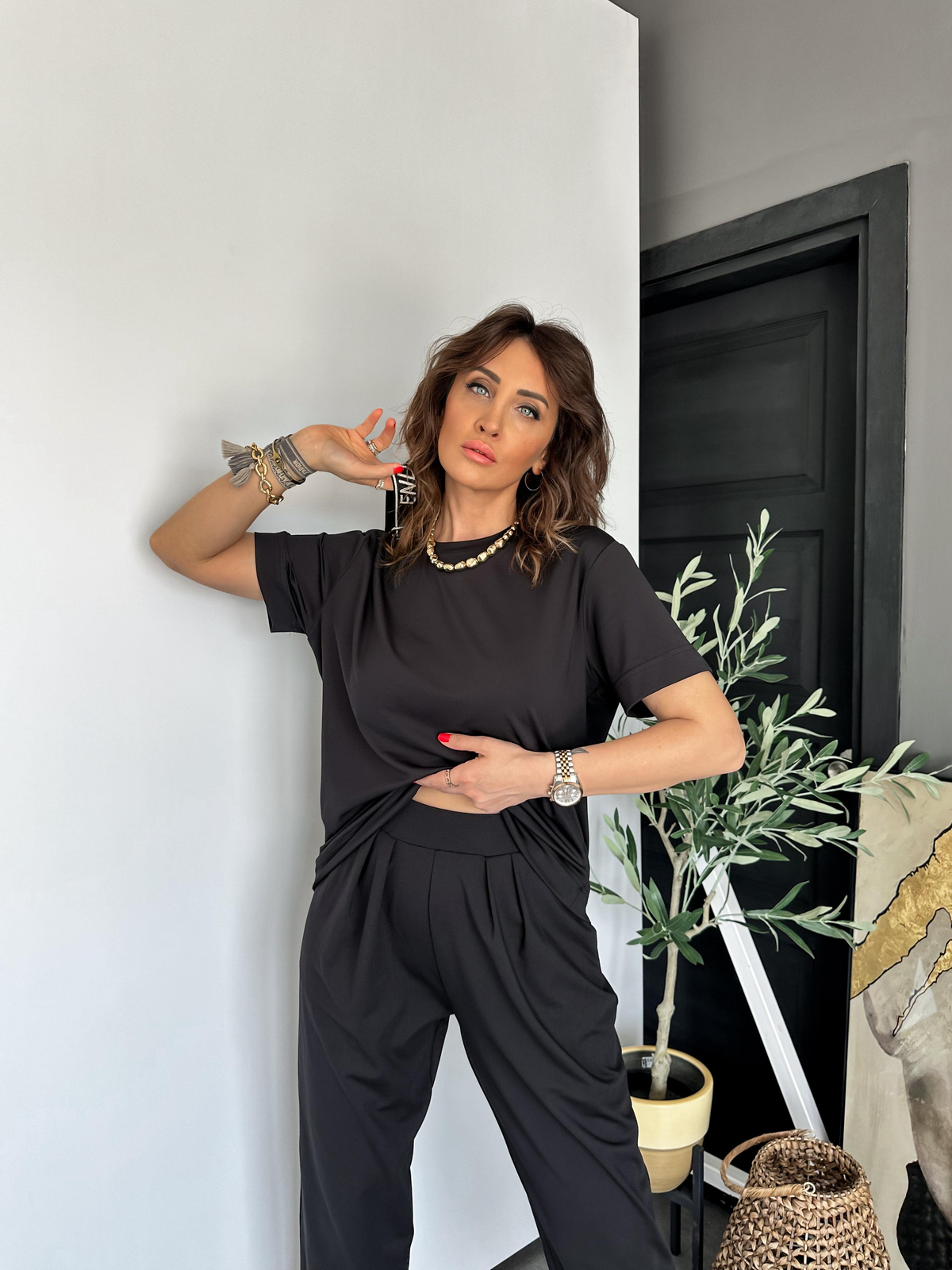 Siyah Şalvarlı Modal Takım