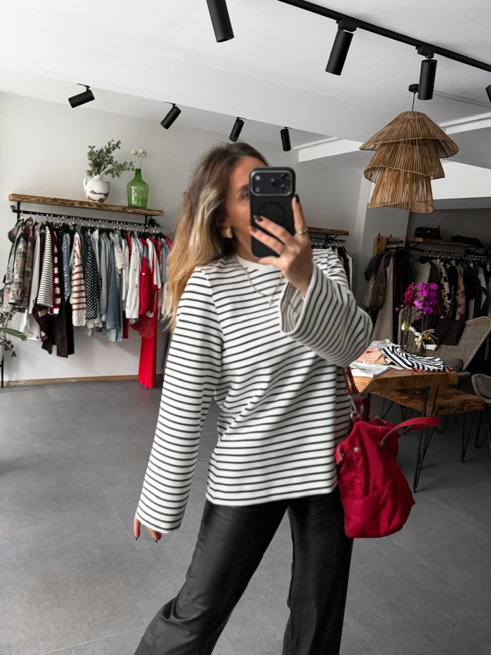 Siyah Scuba Çizgili Sweatshirt