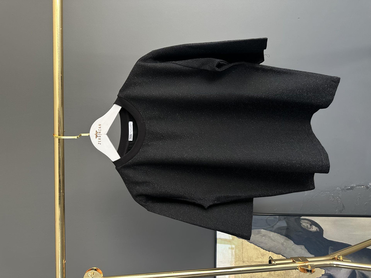 Siyah Simli Oversize Tshirt