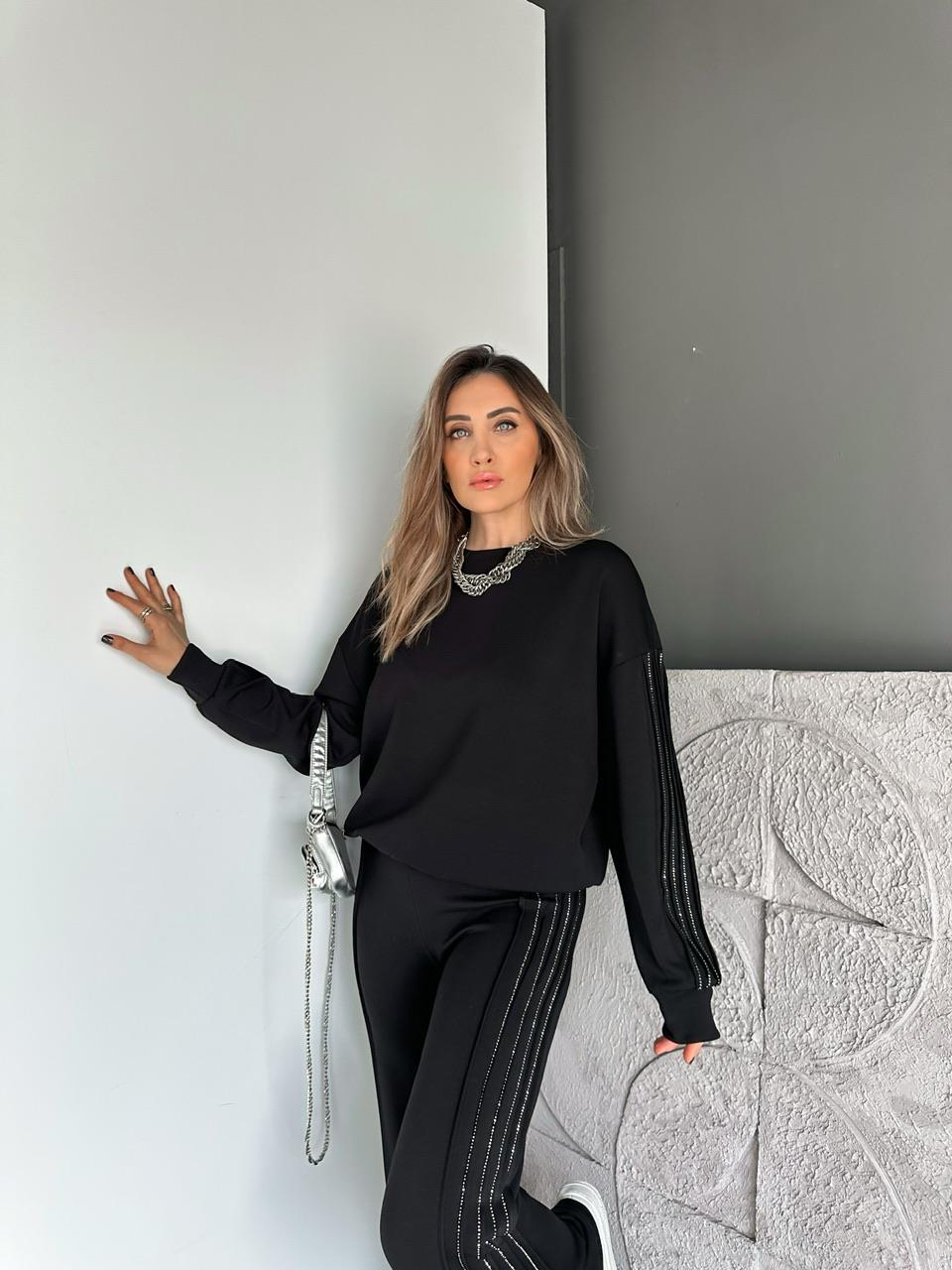 Siyah Sıra Taşlı Biyeli Modal Takım