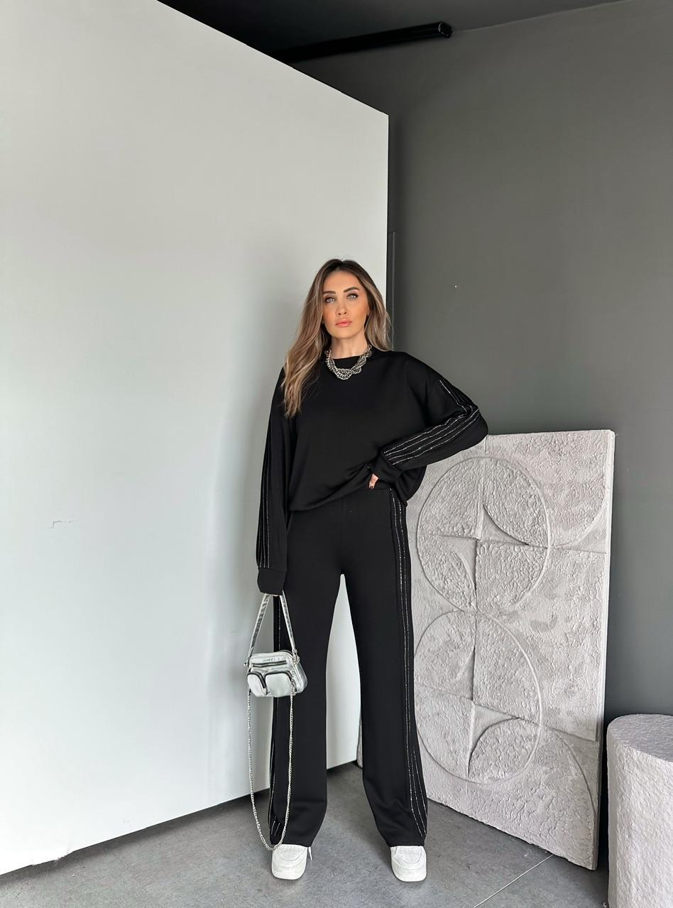 Siyah Sıra Taşlı Biyeli Modal Takım