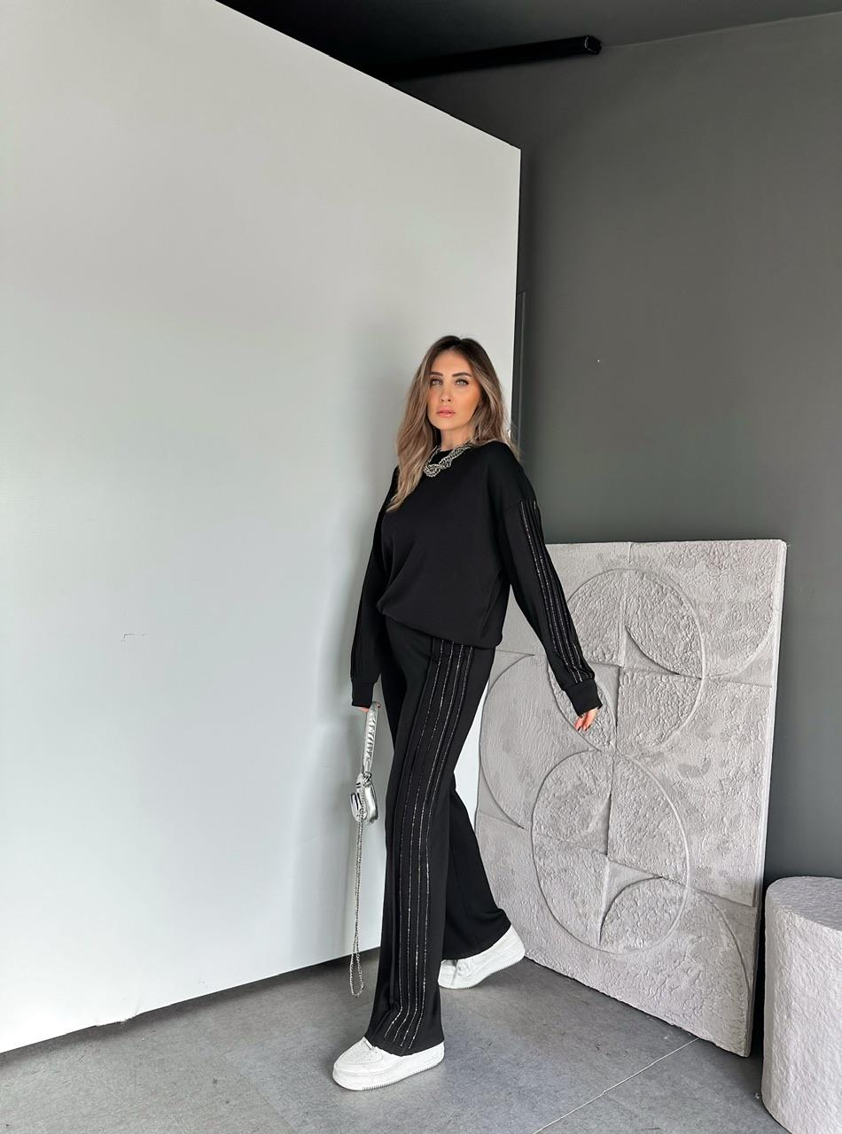Siyah Sıra Taşlı Biyeli Modal Takım