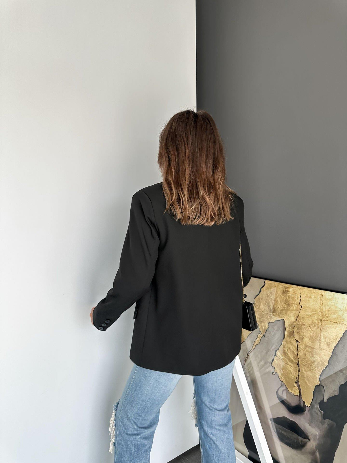 Siyah Tek Düğmeli Blazer Ceket