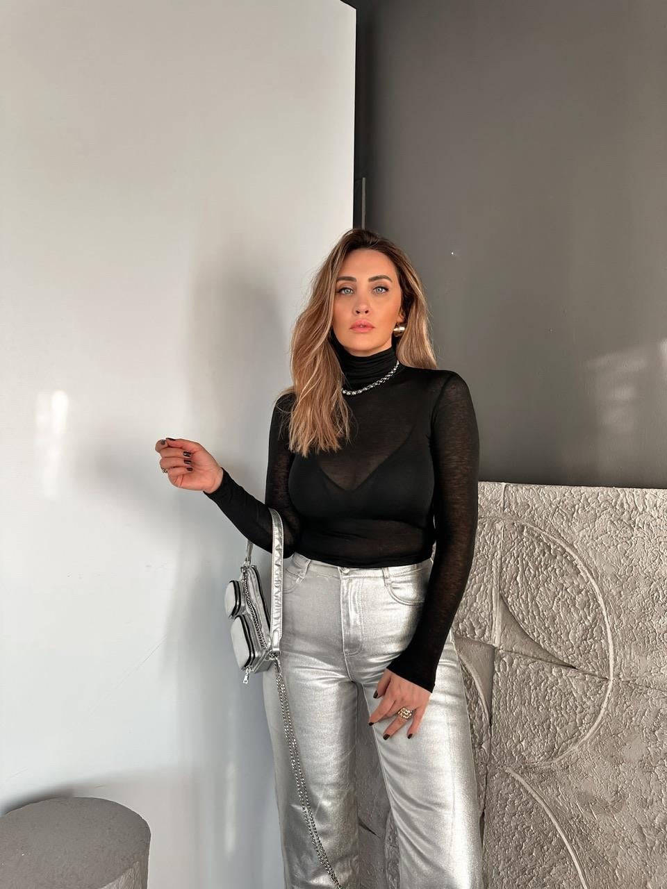 Siyah Transparan Likralı Body
