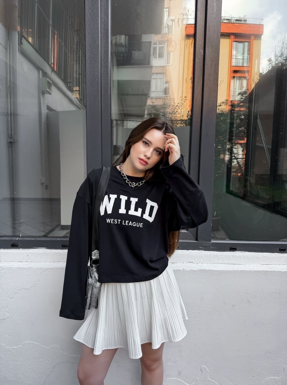 Siyah Wild West Modal Sweatshirt