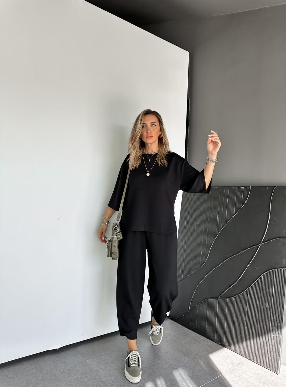 Siyah Yırtmaçlı Fakir Kol Modal Takım