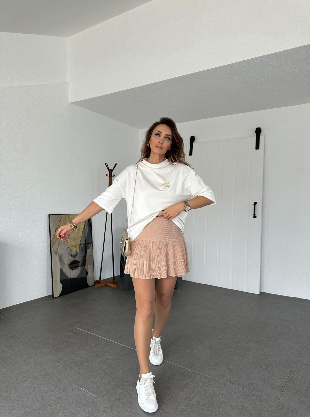 Somon Rengi Pilili Triko Etek