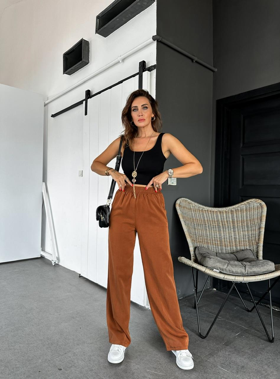 Taba Beli Lastikli Cotton Bol Pantolon