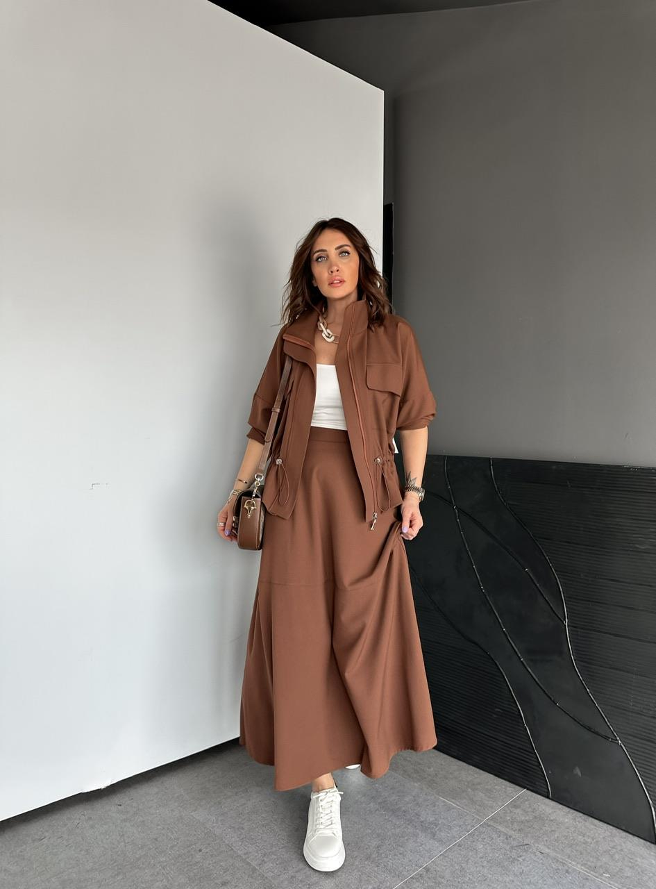 Taba Büzülebilir Ceket Etek Takım