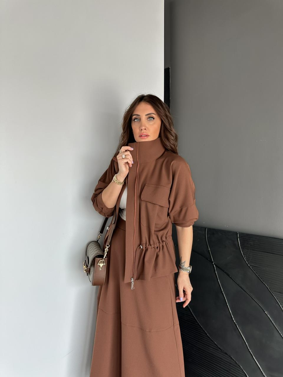 Taba Büzülebilir Ceket Etek Takım