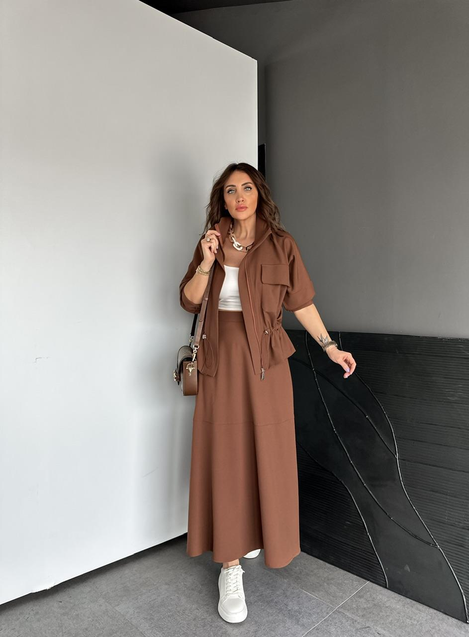 Taba Büzülebilir Ceket Etek Takım