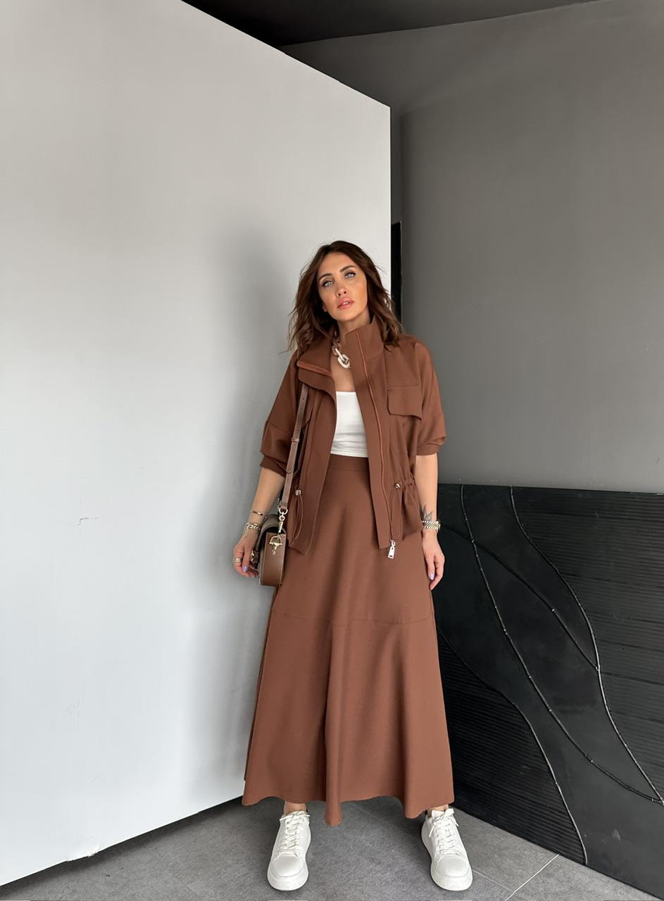 Taba Büzülebilir Ceket Etek Takım