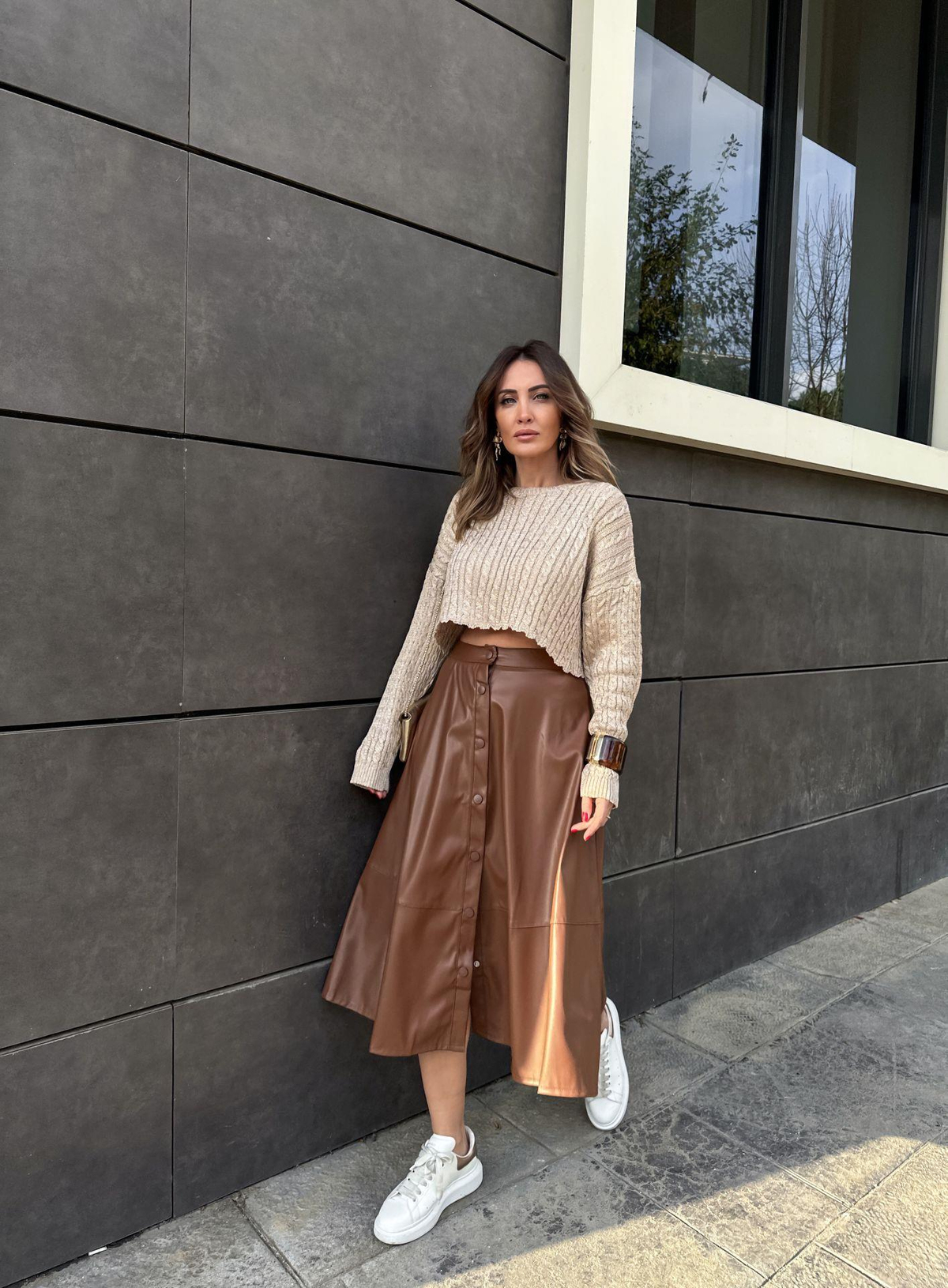 Taba Çıtçıtlı Kloş Etek