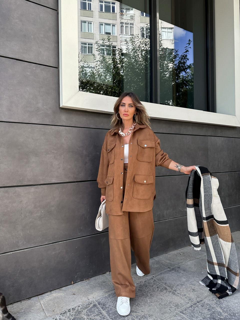 Taba Safari Cepli Süet Ceket