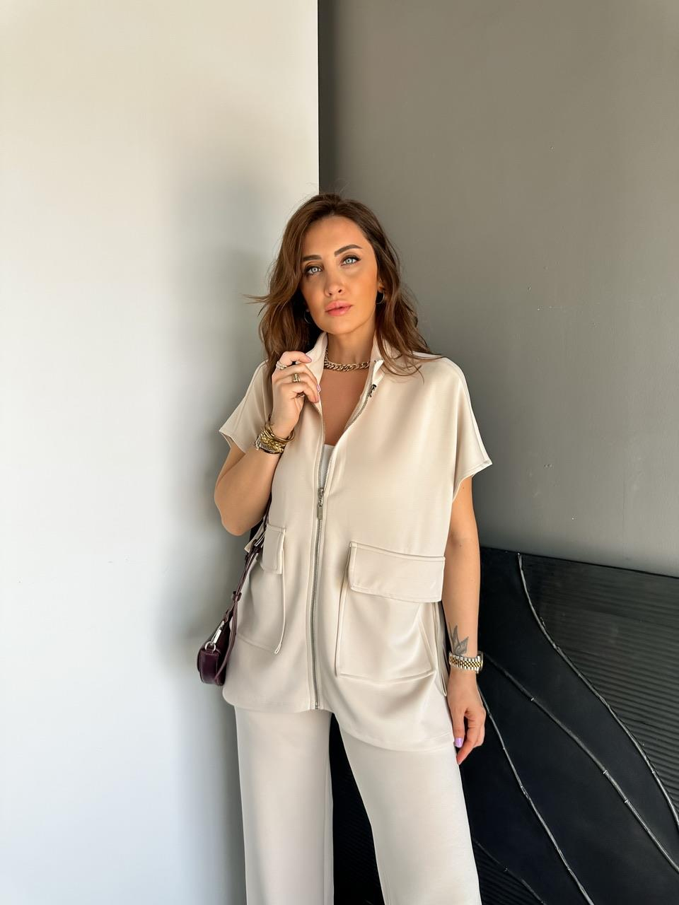 Taş Beli Lastikli Yelekli Modal Takım