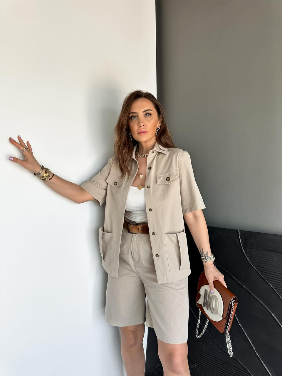 Taş Bermuda Şortlu Safari Takım