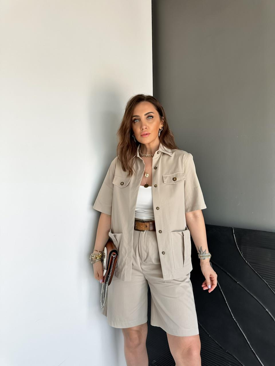 Taş Bermuda Şortlu Safari Takım