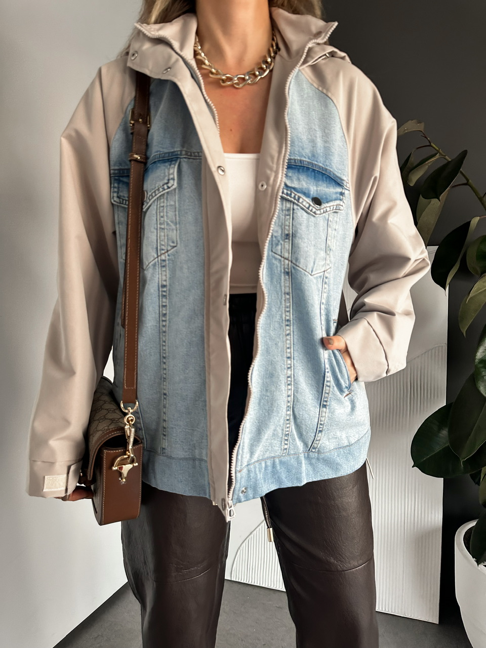 Taş Büzülebilir Oversize Ceket
