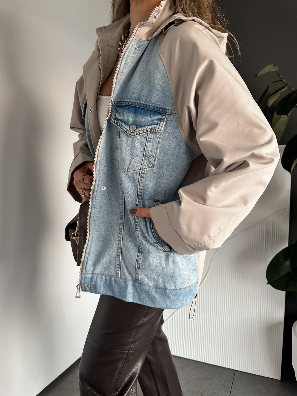 Taş Büzülebilir Oversize Ceket