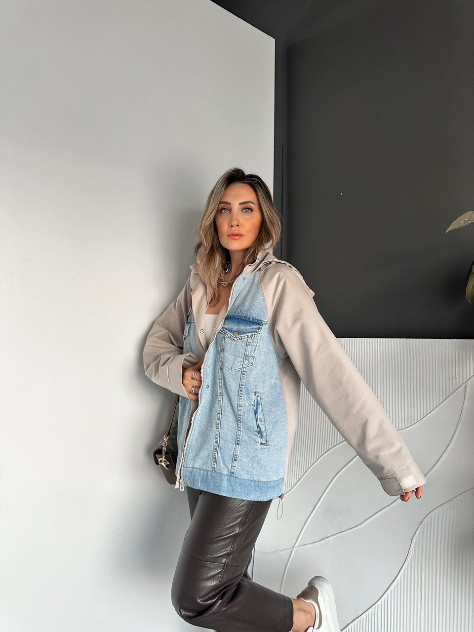 Taş Büzülebilir Oversize Ceket