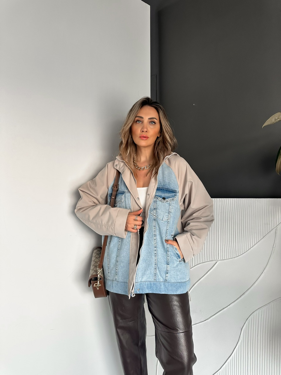 Taş Büzülebilir Oversize Ceket