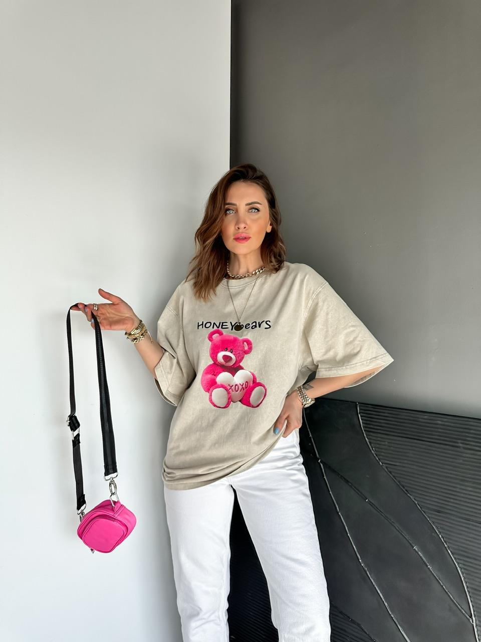 Taş Honey Bears Yıkamalı Tshirt