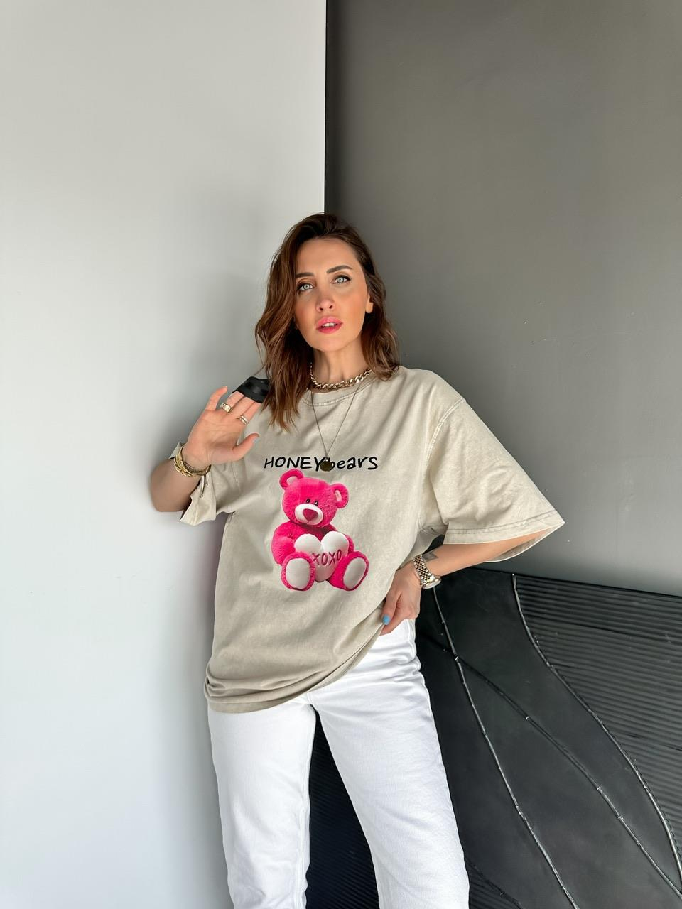 Taş Honey Bears Yıkamalı Tshirt