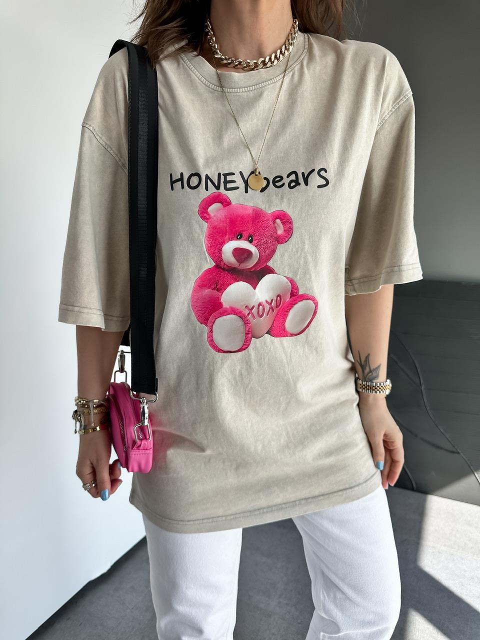 Taş Honey Bears Yıkamalı Tshirt