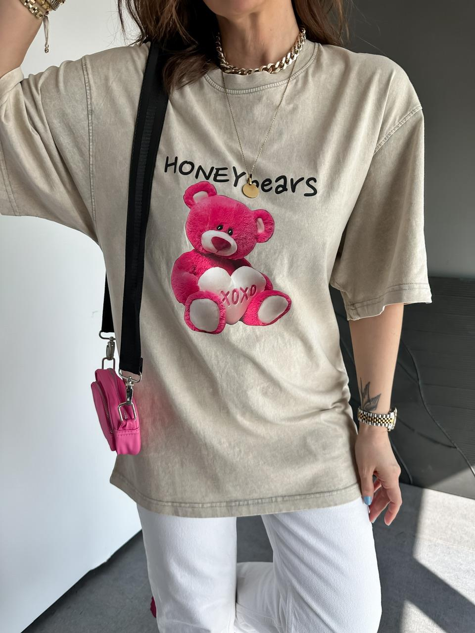 Taş Honey Bears Yıkamalı Tshirt