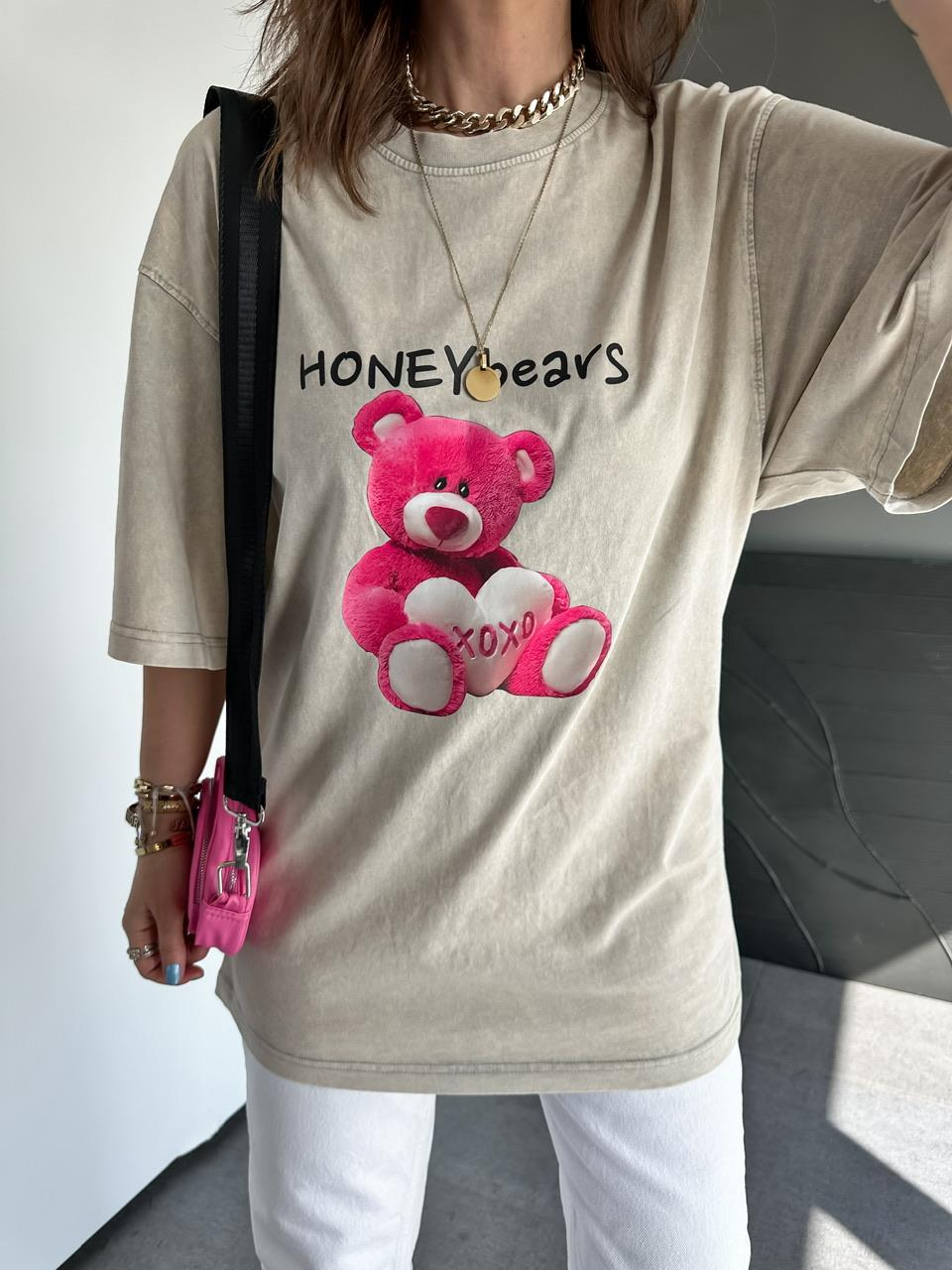 Taş Honey Bears Yıkamalı Tshirt