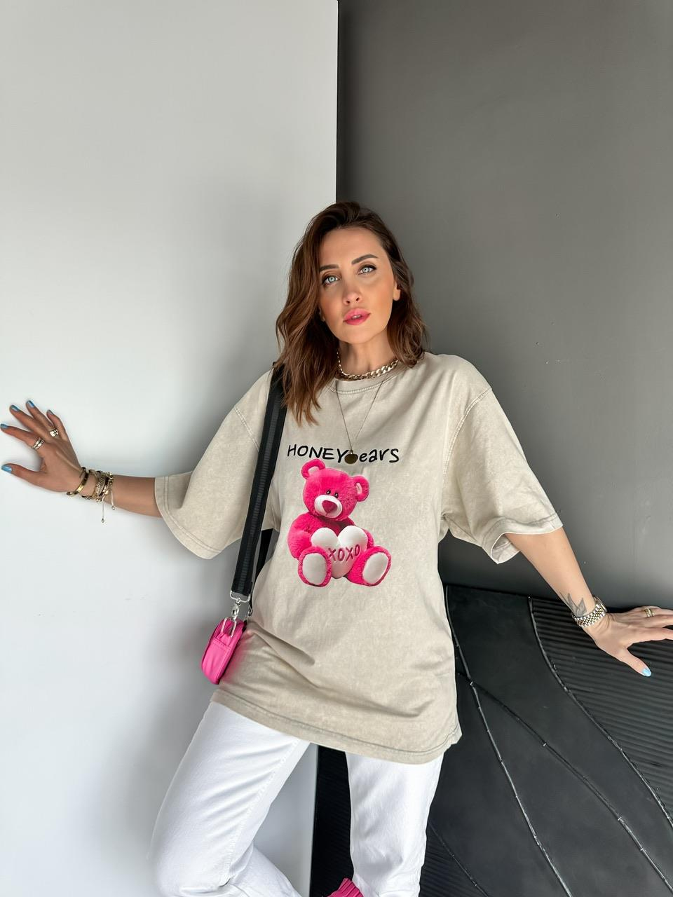 Taş Honey Bears Yıkamalı Tshirt