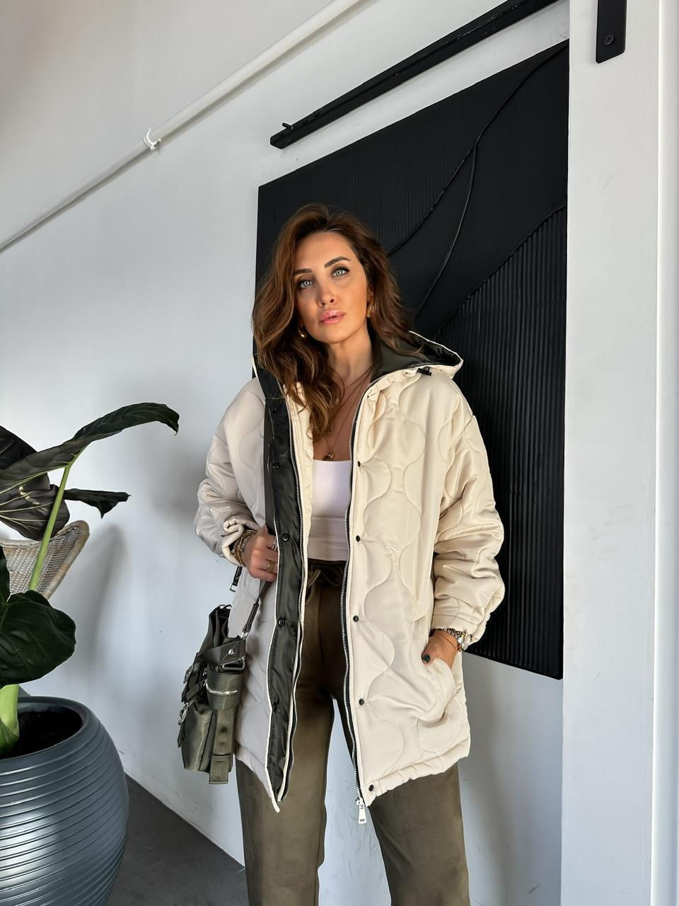 Taş Kapitone Çıtçıtlı Mont