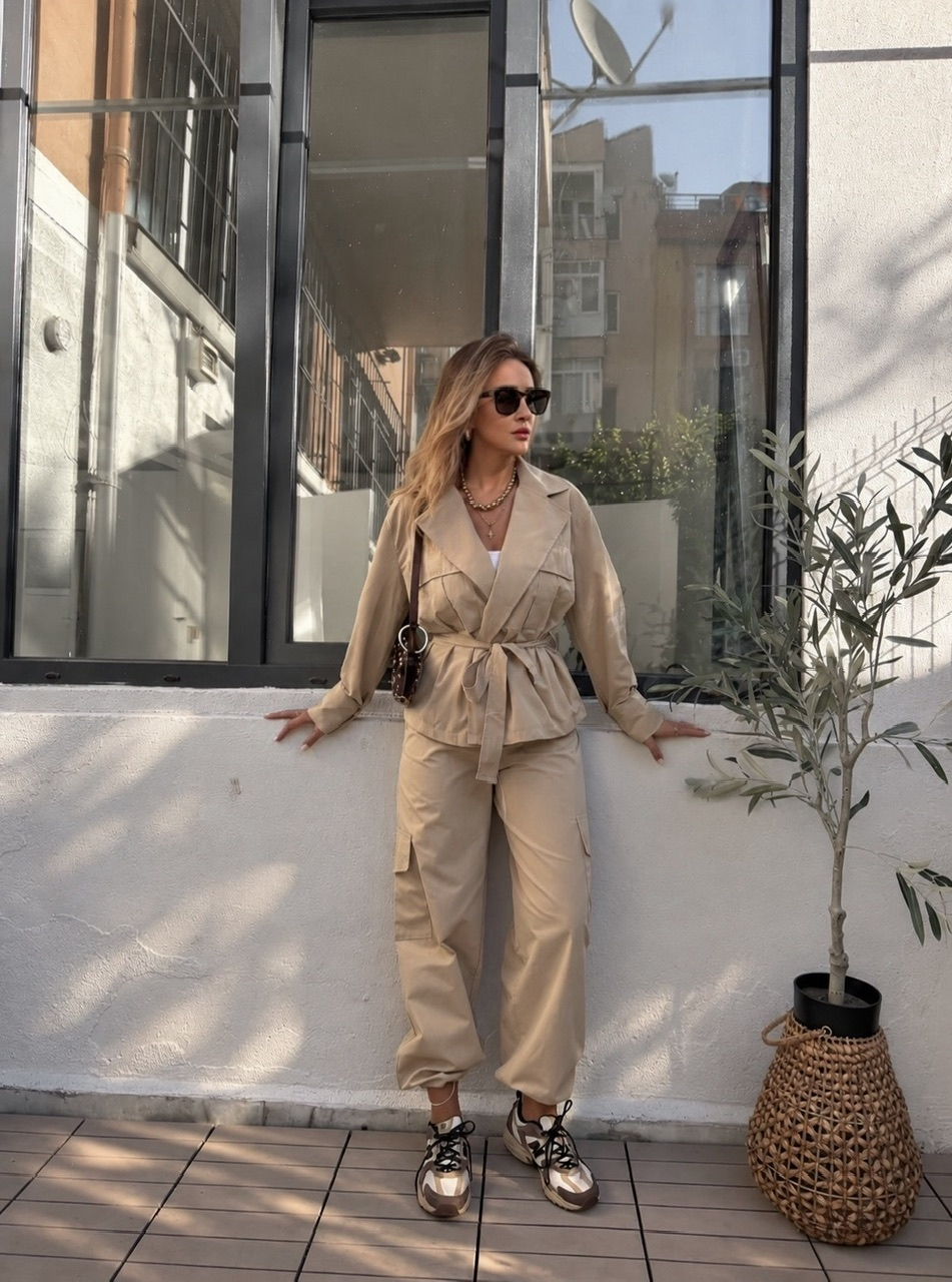 Taş Kargo Pantolonlu Safari Takım