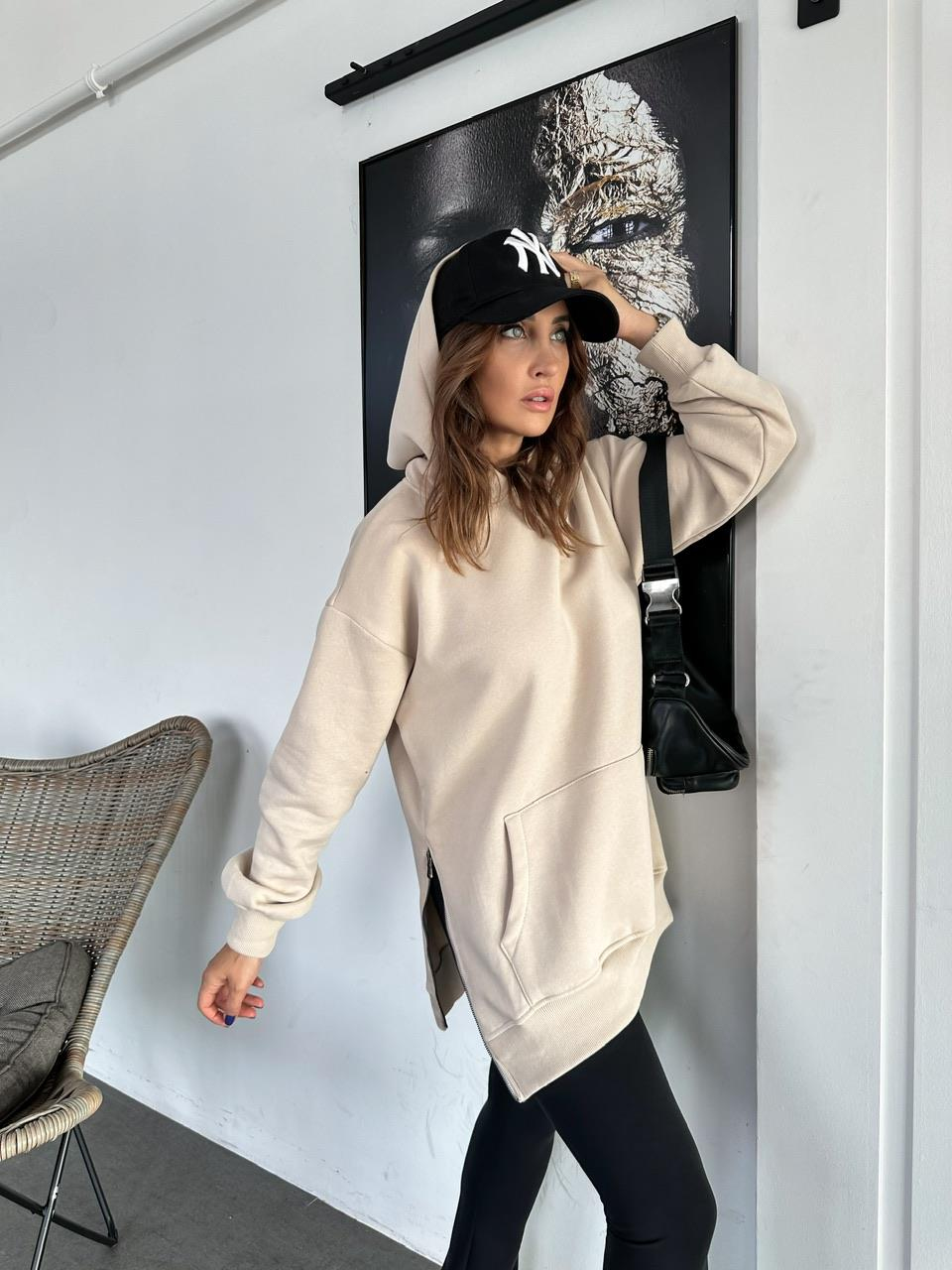 Taş Kenarları Fermuarlı Sweatshirt
