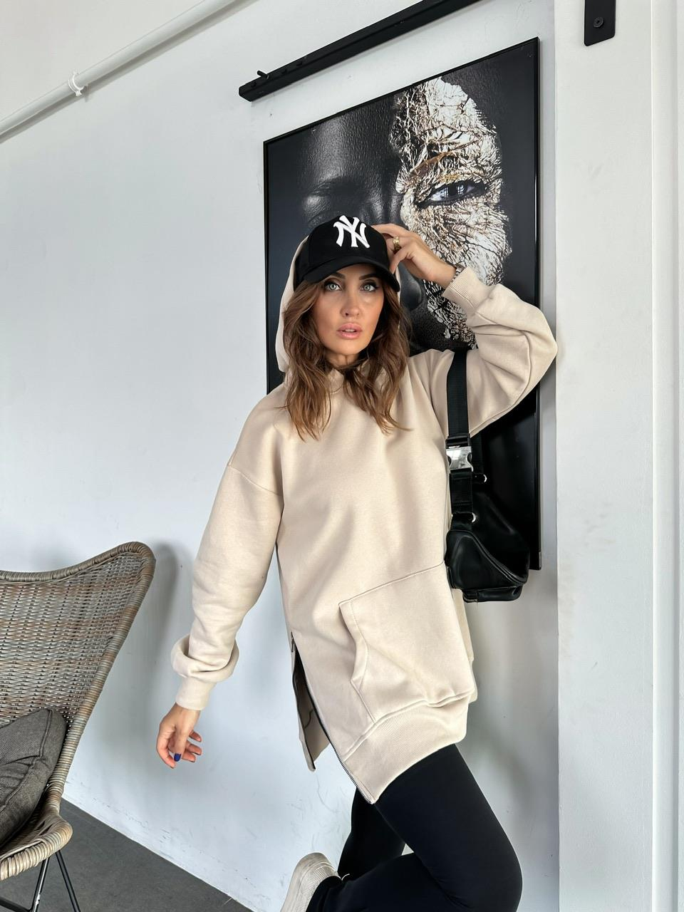 Taş Kenarları Fermuarlı Sweatshirt