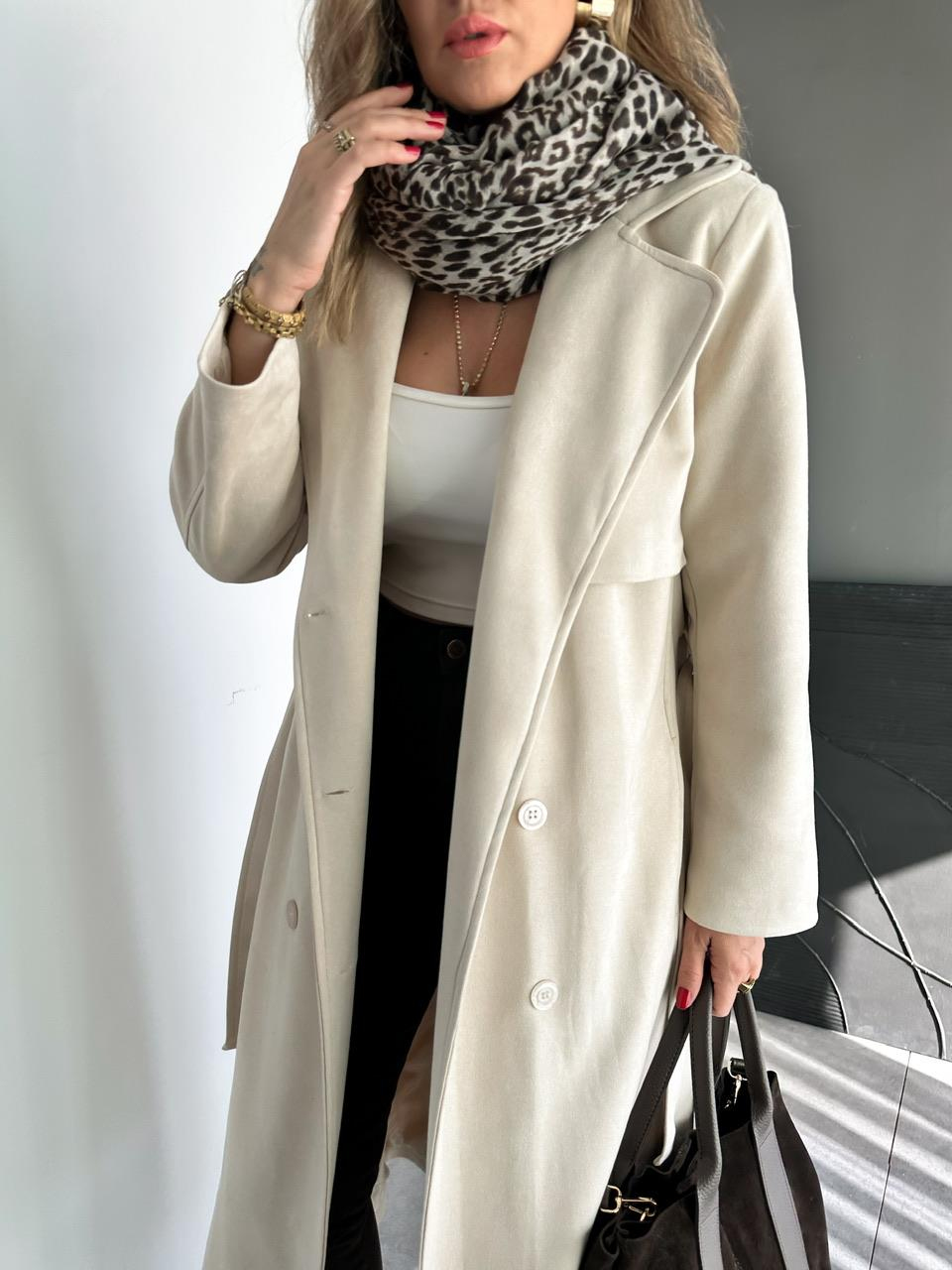 Taş Kuşaklı Süet Soft Trençkot