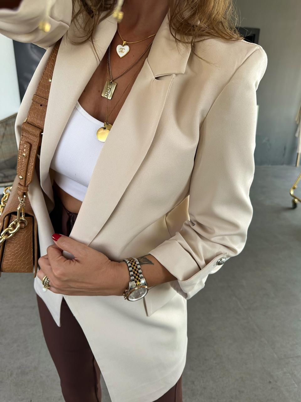 Taş Manşet Kollu Blazer Ceket